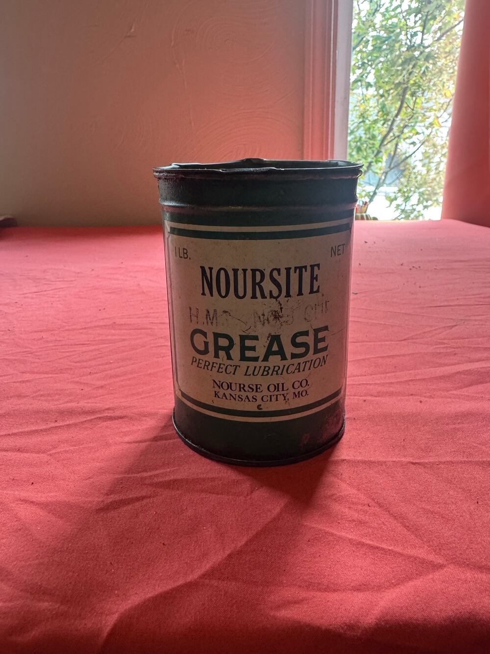 Vintage 1920s Nourse Oil Co. 1lb Grease Can